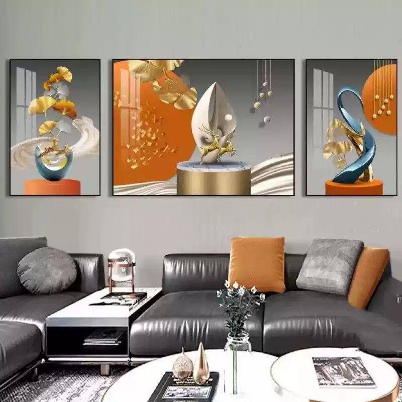 现代简约抽象几何墙壁装饰画客厅沙发背景墙三联画北欧风艺术挂画
