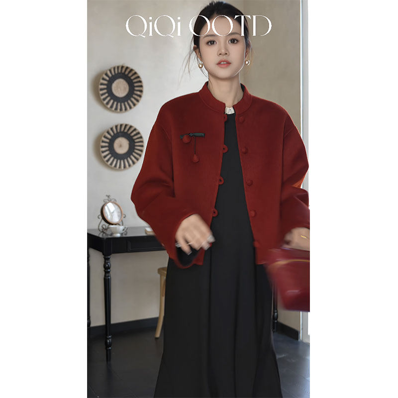 柒院家微胖大码新中式盘扣立领羊毛呢外套2025冬宽松显瘦保暖夹克,女装/女士精品,毛呢外套,淘宝优惠券,粉丝福利购,淘宝优惠卷