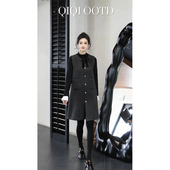 柒院家微胖大码 女法式 系带蝴蝶结背心带连衣裙圆领显瘦气质中长裙