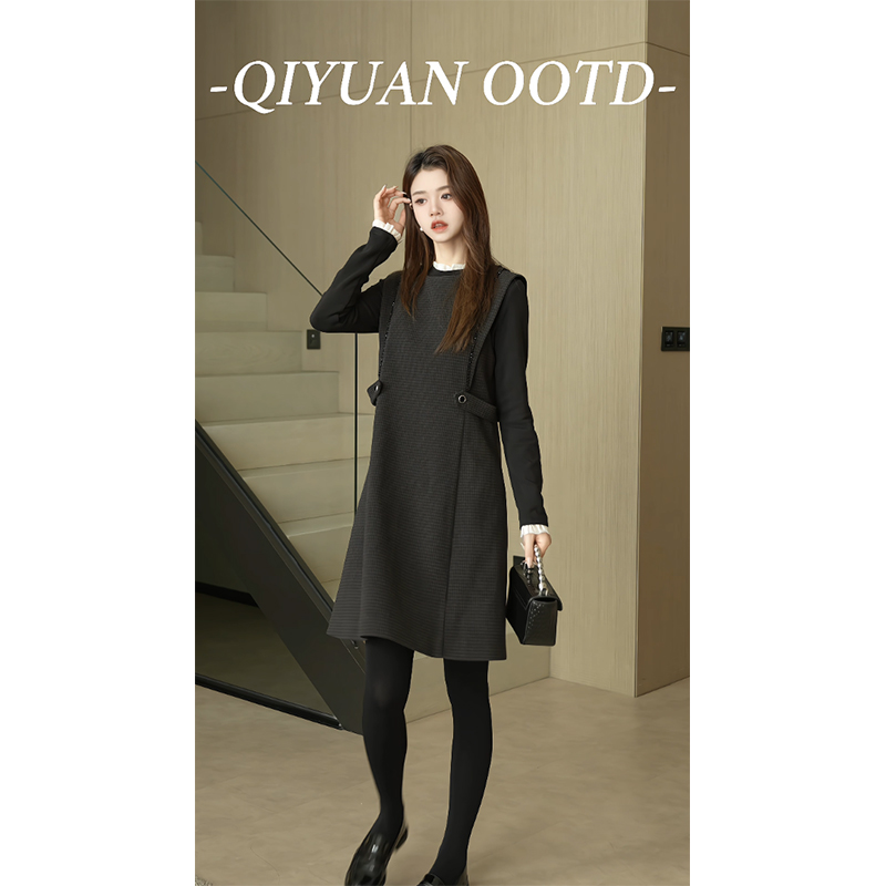 柒院家大码可调节收腰背心连衣裙