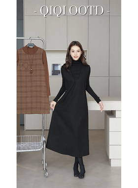 柒院家大码女装毛呢背心连衣裙2025秋冬新款宽松遮肉高级感马甲裙