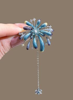 渐变紫色烟火胸针女高档奢优雅百搭西装外套胸花气质别针配饰徽章