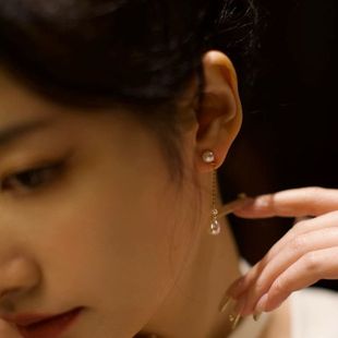 少女情缘精致小灯泡天然淡水珍珠百搭耳环 显脸瘦925银针耳饰 长款