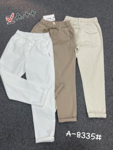 松紧腰长裤 春新款 韩版 艾加加8335纯棉弹力浅色白色时尚