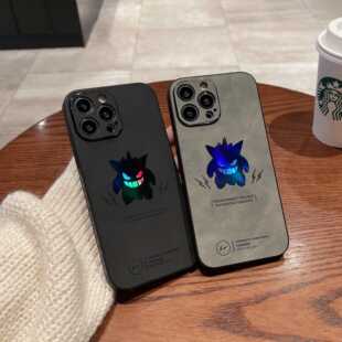 翻毛皮潮牌卡通耿鬼iPhone14ProMax手机壳16/17镭射渐变色13Pro适用苹果15p创意新款12男女11全包防摔保护套