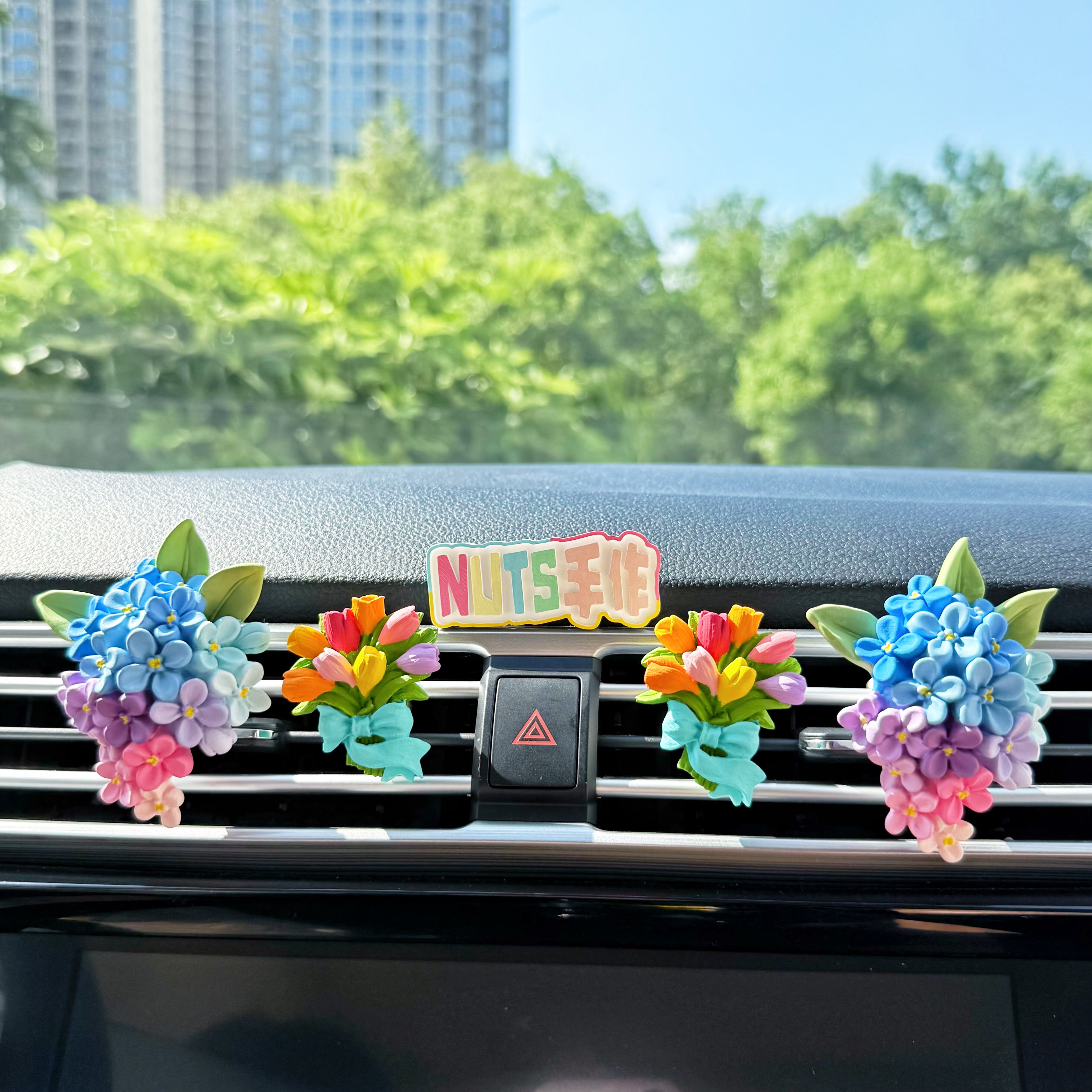 多巴胺渐变花束车载出风口扩香石香薰精油郁金香纯手工高级感礼物