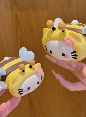 适用vivotws4耳机套蜜蜂Kitty猫iQOOtwsAir2蓝牙vivoTWS2/3e保护壳小众iqooTWS1e/1i硅胶男女款tws3e防摔软壳