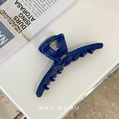 2025韩国france新款 高端蓝色头饰高级感盘发发夹鲨鱼夹高马尾抓夹