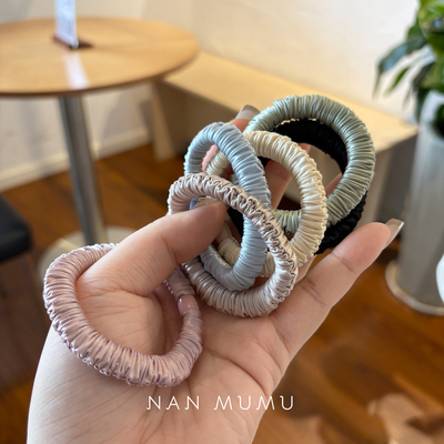 NANMUMU褶皱低饱和发绳 韩国秋冬气质盘发高马尾高弹力发圈皮筋