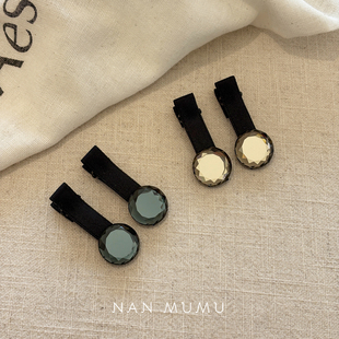 NANMUMU圆形水钻一字鸭嘴夹 韩国进口前额侧边刘海夹简约气质头饰