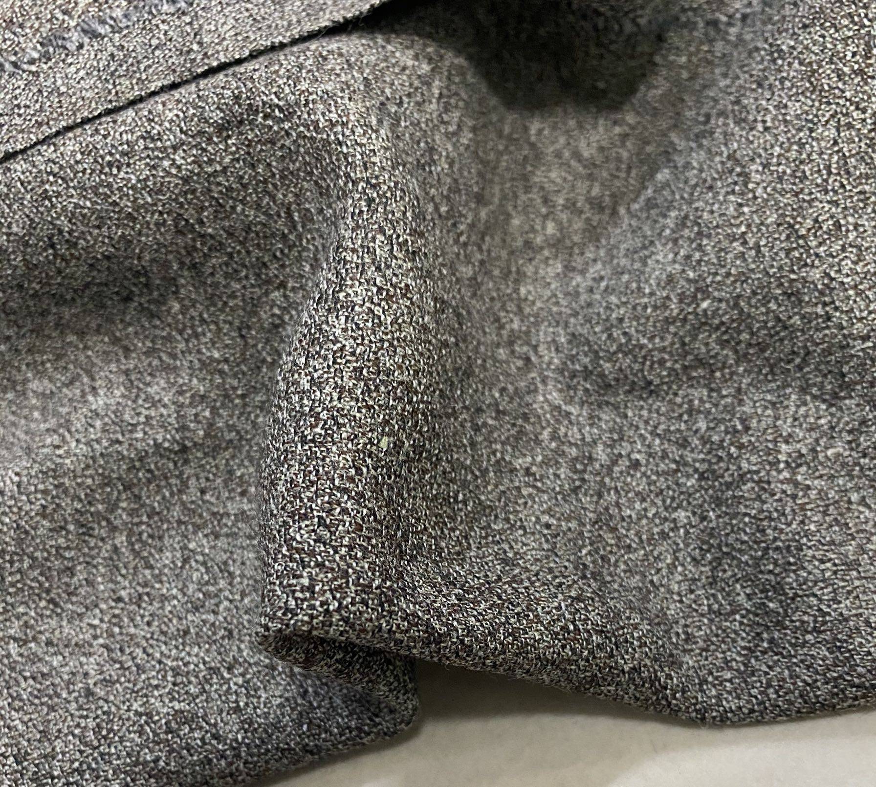 进口棕色浅灰色织女士呢精纺羊毛面料设计师全羊毛西装布料