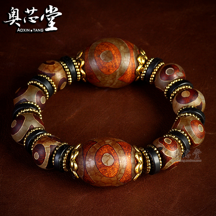 原创西藏三眼老天珠手串手链天然真品天眼玉髓玛瑙复古民族风男士