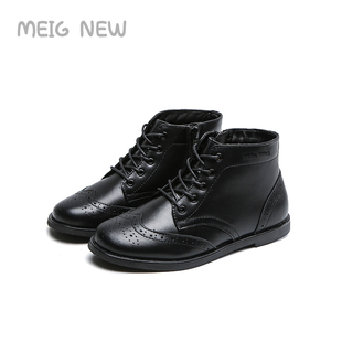 儿童马丁靴童鞋女童真皮短靴牛皮软底加绒秋冬男童皮靴英伦风皮靴