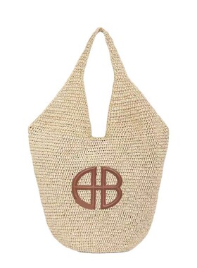 网红明星同款新款大容量LEAH大号半月包女士黑色海草编织包托特包