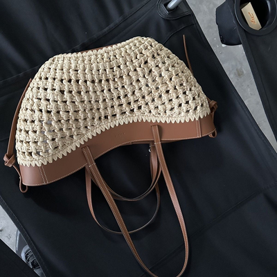 CymeMini干邑色拉菲草款手提包