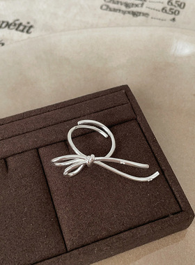 小众设计感不规则线条蝴蝶结开口戒指女个性时尚潮流百搭指环戒子