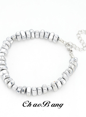 碎银拼接银胆石手链男新中式潮流时尚简约复古个性设计手串女