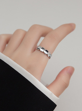 银复古个性开口戒指女日韩版气质几何圆片叠叠乐手饰戒指戒指、指