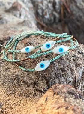 复古编织Miyuki米珠串珠手绳个性民族风恶魔之眼ins风小众手链女