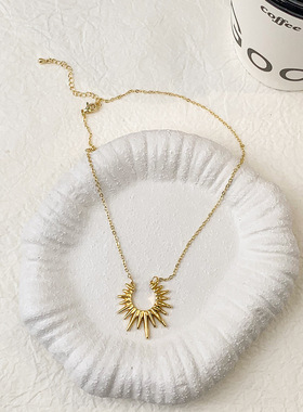 欧美小众设计闪闪生辉轻奢风太阳神锁骨链个性百搭时尚简约感项链