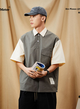 CENTIMETER日系City boy杜邦防水透气拼接机能POLO短袖T恤