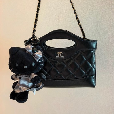 日本NIC50周年Kitty限定全黑碳灰kt凯蒂猫毛绒玩具公仔书包挂件