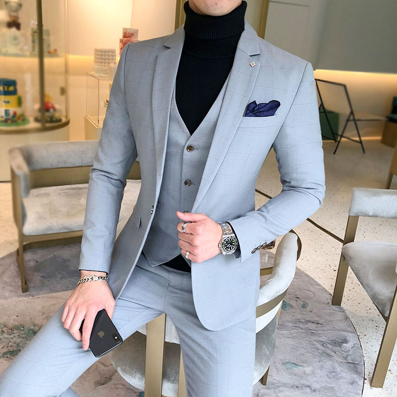西服套装男士三件套商务修身职业正装西装新郎结婚礼服TZ92P260满380.00元可用1元优惠券