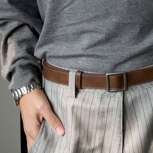 男士无孔设计皮带痞帅