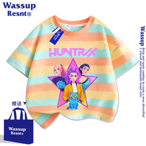 wassupkpop猎魔女团 恶魔男团动漫鲁米周边男女儿童短袖亲子t恤