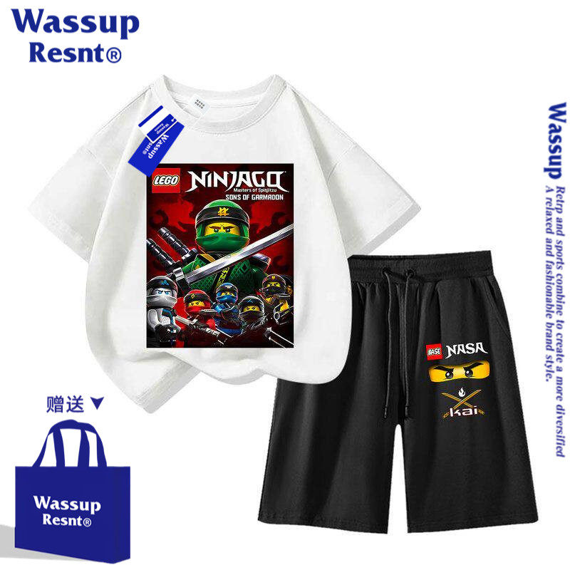 WASSUP童装幻影忍者加布短袖T恤男女夏季衣服儿童装短裤两件套装