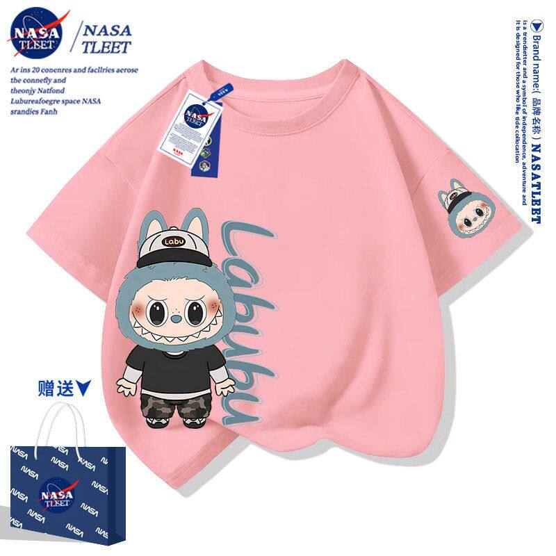 NASA联名百搭圆领纯棉打底衫新款卡通拉布布Labubu休闲潮牌T恤衫
