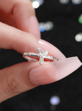 S999纯银足银戒指竹节食指指环女设计小众高级感简约开口戒子