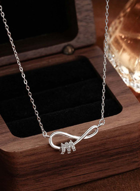 S999纯银足银项链女潮人蝴蝶结网红时来运转轻奢转运珠锁短款骨链