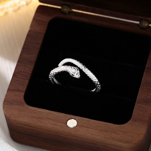 S999纯银足银时尚银蛇指环食指灵蛇生肖蛇本命年潮人开口戒女款