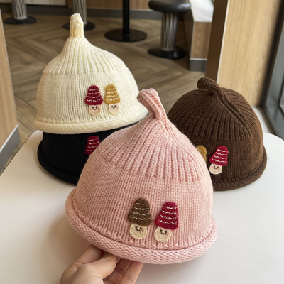 婴儿帽子秋冬超萌可爱小蘑菇针织