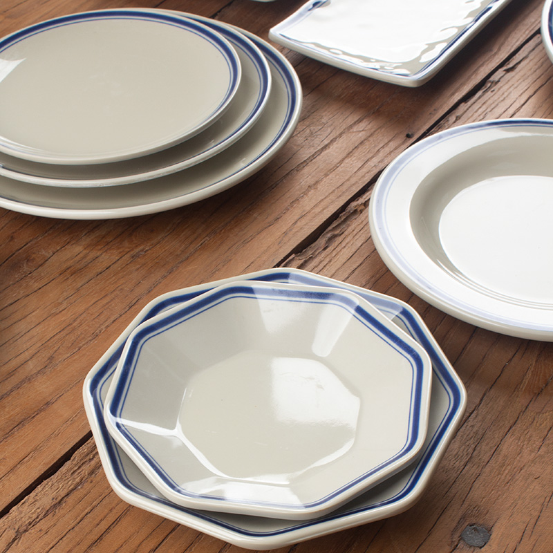 老式蓝色双线密胺餐具复古怀旧碗盘杯商用创意农家乐火锅店特色盘,餐饮具,盘,淘宝优惠券,粉丝福利购,淘宝优惠卷