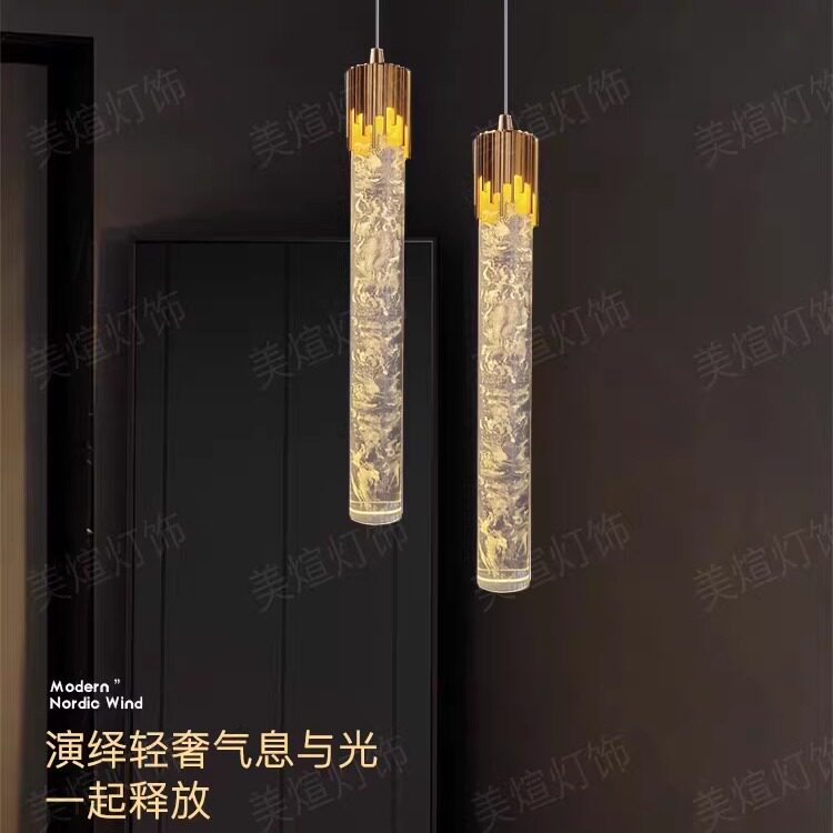 轻奢水晶小吊灯卧室床头长吊灯过道灯橱柜灯转角灯背景墙装饰灯具