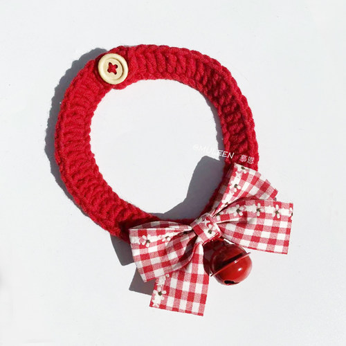 猫咪项圈手工diy毛线针织蝴蝶结