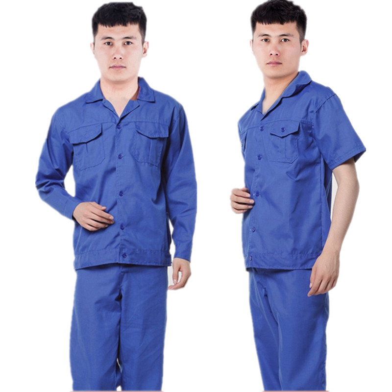 夏季薄款短袖速干吸汗工作服套装男透气纯棉长袖工厂上班工装印字