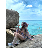 Thas9i九亿 宽松休闲百搭上衣 春季 莓粉贝果 毛圈肌理针织polo衫