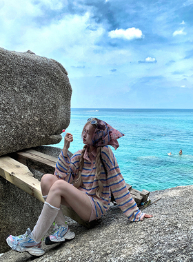 Thas9i九亿 莓粉贝果 毛圈肌理针织polo衫春季宽松休闲百搭上衣