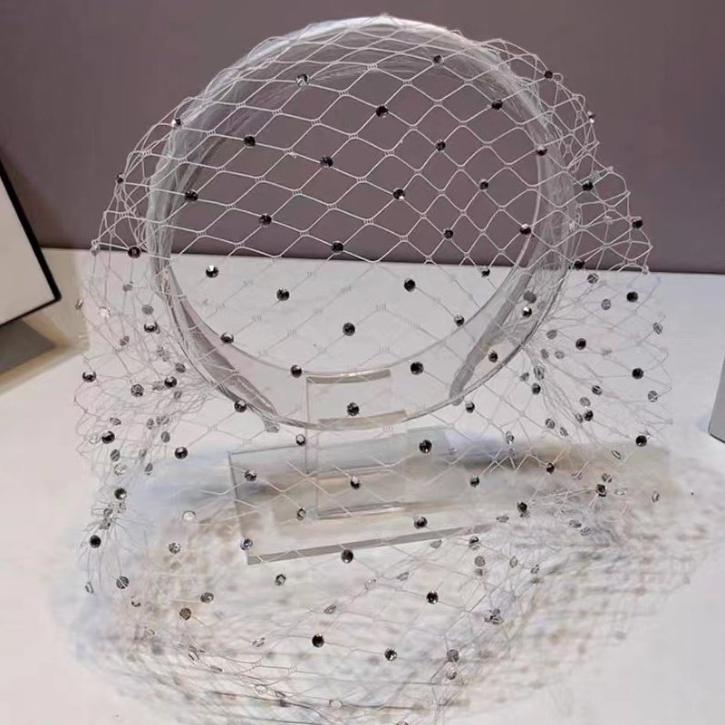 复古亚马逊欧美头带新娘茶会派对网纱女发饰遮脸水钻珍珠面纱,美发护发/假发,假发发箍,淘宝优惠券,粉丝福利购,淘宝优惠卷