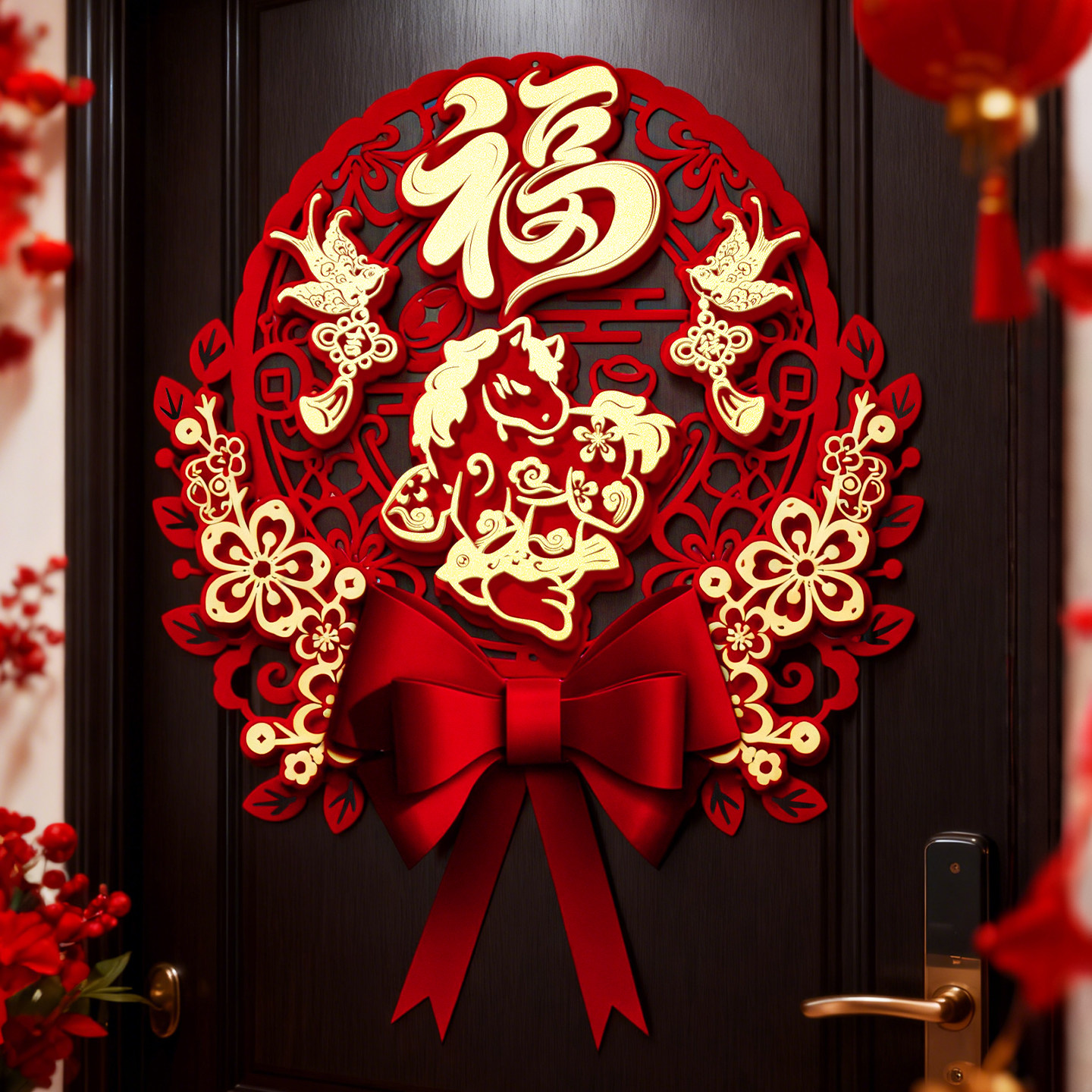 2026福字门贴新年入户门装饰