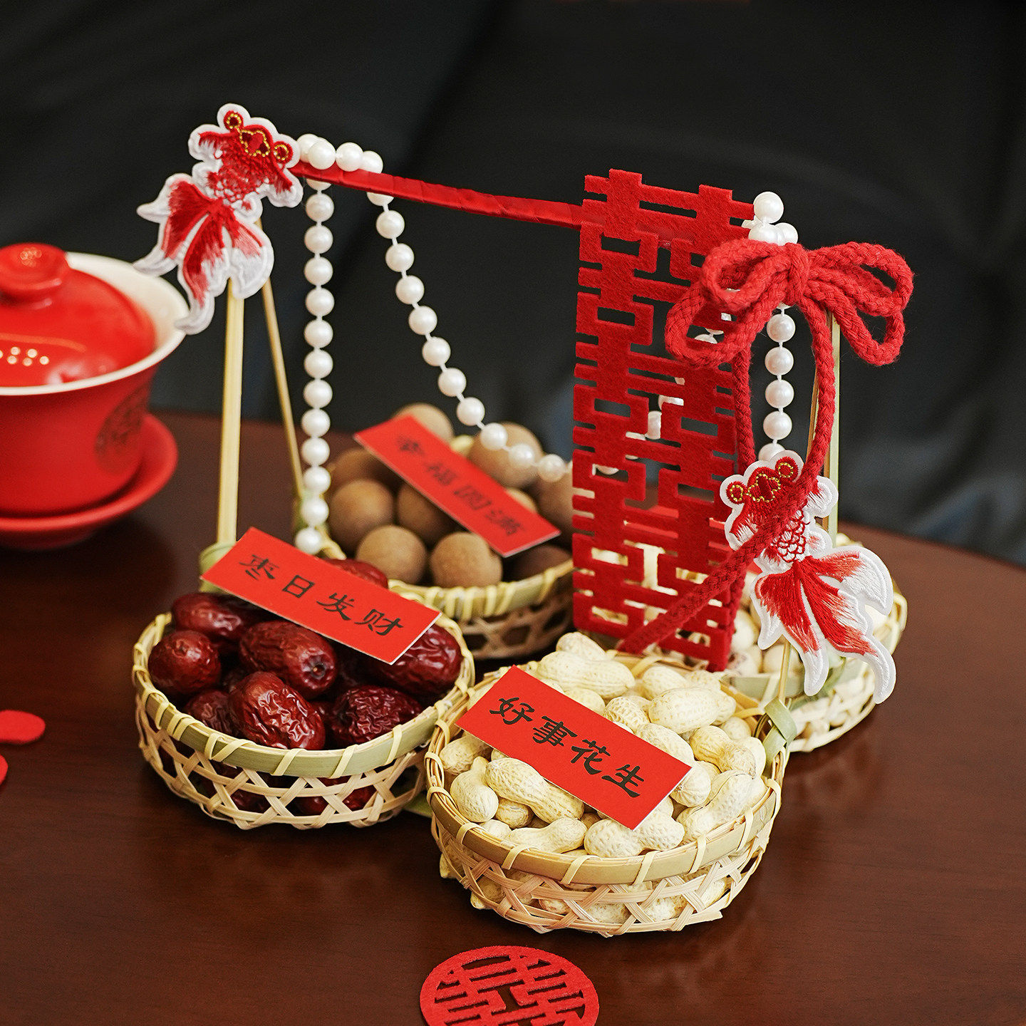 订婚结婚喜庆红色书法祝福纸条