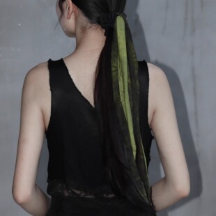 无黑为白x東黑三白/ 洄绿 长尾巴设计感超长绑带弹力大肠发圈绳饰