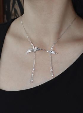 東黑三白/ 比翼双飞 s930纯银原创设计感小众简约百搭女项链礼物