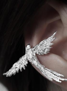 東黑三白/ 一飞冲天鸟 s930纯银原创设计百搭简约组合耳钉夹礼物