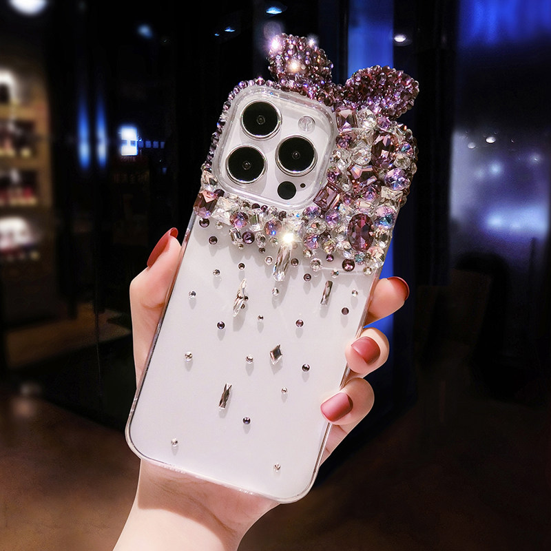 紫色水晶高级oppoFindx7镶钻手机壳奢华新款findx6pro带钻石闪A97全包Reno12保护套11pro+防摔A98网红5女潮