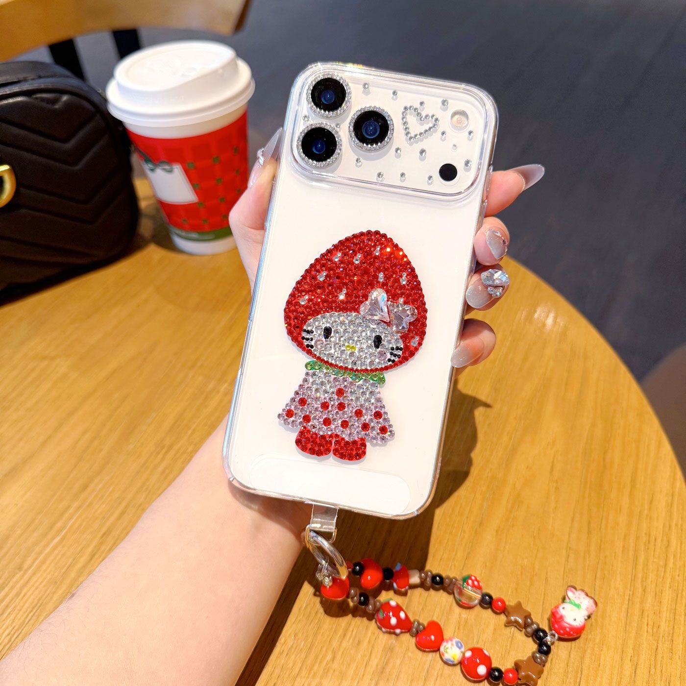 草莓Kt猫oppoReno15Pro卡通水钻手机壳可爱女reno14带钻石闪13全包12防摔Findx9网红同款X8创意X7镶钻X6挂链+