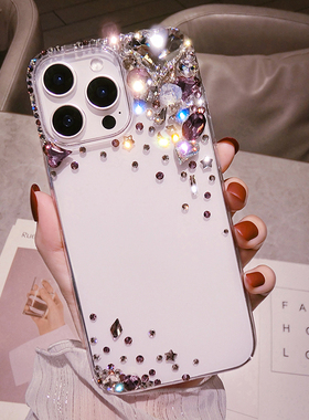 三星S25plus水钻手机壳高级感S24ultra带钻石闪note20镶钻奢华S23FE网红新款S22+全包S30防摔适用note10女S21